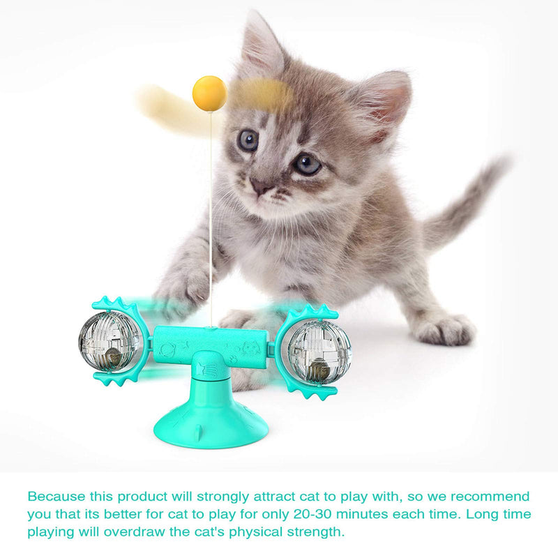 [Australia] - "N/A" Cat Windmill Spinning Toy Interactive Toys for Indoor Cats with Feather Kitten Toys with Suction Cup, Quiet Rotatable Catnip Toys Cat Teasing Ball Toy Blue 