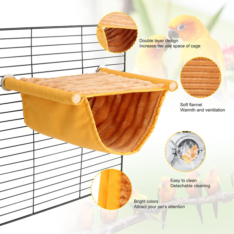 BWOGUE Winter Warm Bird Nest Bed Hanging Hammock Snuggle Hut Parrot House Tent Toy Bird Cage Perch for Parakeet Budgies Cockatiels Lovebird Cockatoo Finch Hamster Chinchilla Guinea Pig Yellow - PawsPlanet Australia