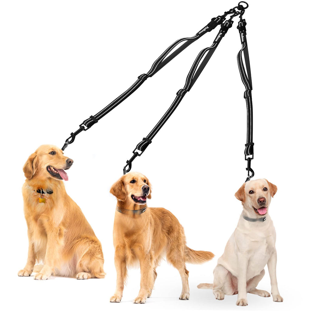 PetBonus 3 Dog Leash Coupler, No Tangle Detachable 3 in 1 Dog Leash Splitter for Walking Triple Dogs, Reflective Adjustable 3 Way Dog Training Leash Attachment for Small Medium Large Dogs (Large) - PawsPlanet Australia