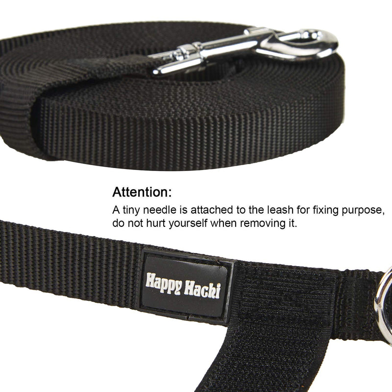 [Australia] - Pettom Nylon Training Dog Leash Padded Webbing Obedience Recall Agility Lead Line Pet Traction Rope Great for Teaching Camping Backyard Beach Play L 30Ft Black Padded Handle 