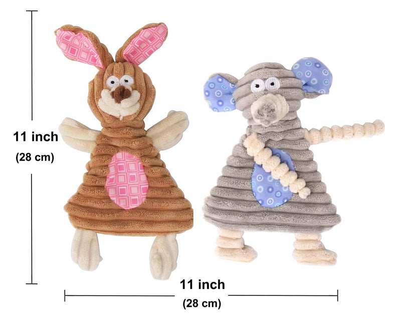[Australia] - Comtim No Stuffing Dog Toys with Squeaker, Durable Dog chew Toys No Stuffing Squeaky Dog Toys for Small Dogs and Puppies Rabbit & Elephant 