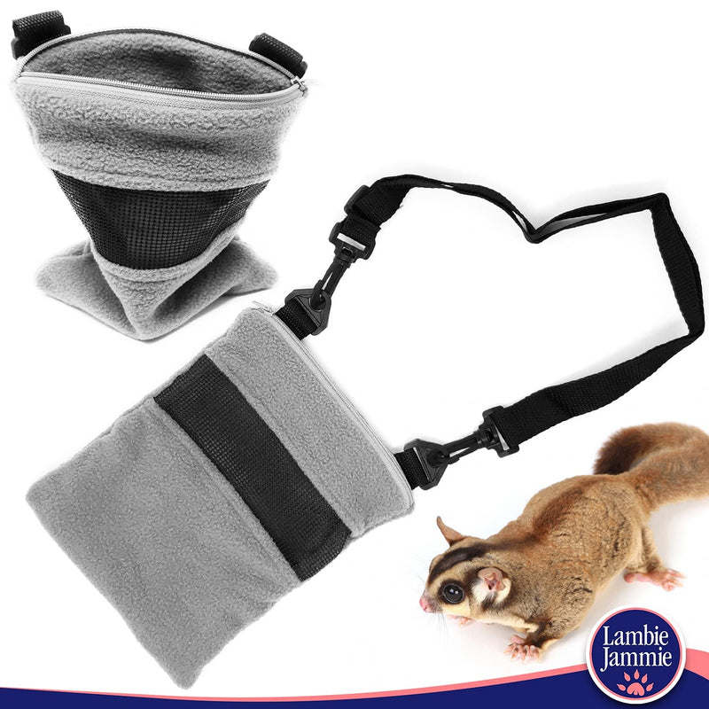 LAMBIE JAMMIE Grey Bonding Pouch for Sugar Gliders, Hedgehogs, Bunnies, Or Other Small Pets, Great for Bonding and Sleeping to Better Your Relationship with Your Pet Large 9"X9" - PawsPlanet Australia