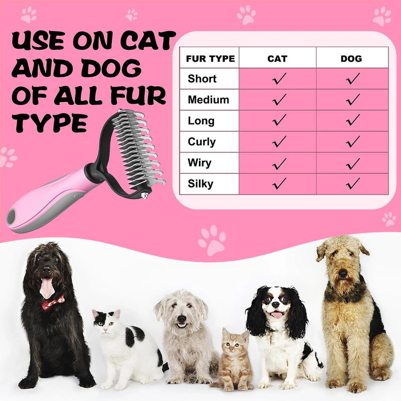 ORYIAH undercoat brush de-matting curry comb for dogs and cats with medium to long hair - undercoat comb removes undercoat & tangles | Thinning & Top Hair Protection Pink - PawsPlanet Australia