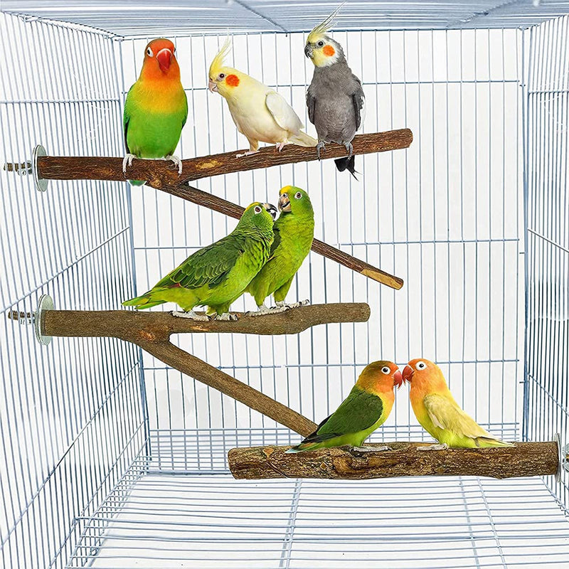 4 Pieces Perches for Bird Cages, Natural Perches for Birds, Bird Cage Wood Accessories, Bird Perch Stand Set, Parakeet Nature Wood Stand, with 8 Washers and 4 Butterfly Screws, for Parrots, Birds A - PawsPlanet Australia