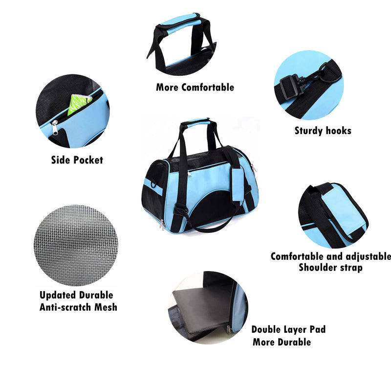ZvoanSem Pet Carrier Bag,Small Cat Carrier Kitten Puppy little Dog Carrier for Travel Airline Approved Small Animal (Small, Blue) - PawsPlanet Australia