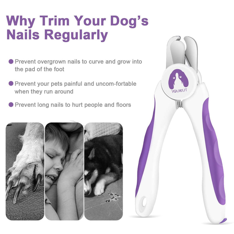 YouCut Dog Nail Clippers and Trimmers,Professional Grooming Tool with Safety Guard to Avoid Over Cutting,Free Nail File,Razor Sharp Blade,Sturdy Non Slip Handles for Large and Small Animals (Purple) Purple - PawsPlanet Australia