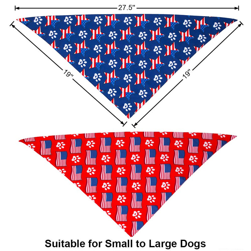 American Flag Dog Bandanas Triangle Dog Scarf Patriotic 4th of July Dog Bandana for Small Medium Large Dogs Pets (Red & Blue) Red & Blue - PawsPlanet Australia