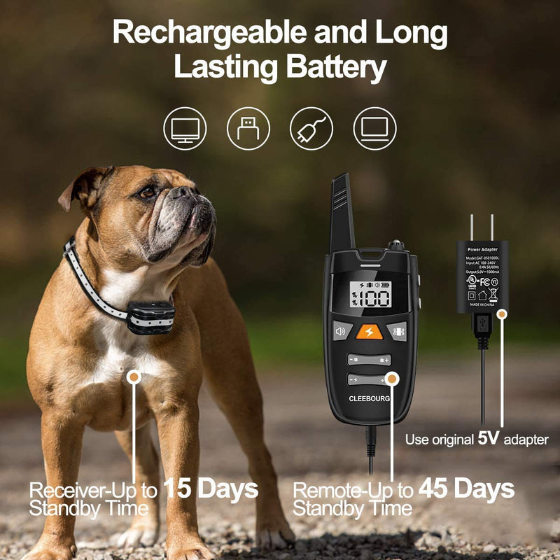 CLEEBOURG Dog Training Collar, Remote Dog Shock Collar Rechargeable Bark Collar with Three Training Modes, Vibration, Shock, Beep, Adjustable Collar Strap for Small Medium Large Dog - PawsPlanet Australia