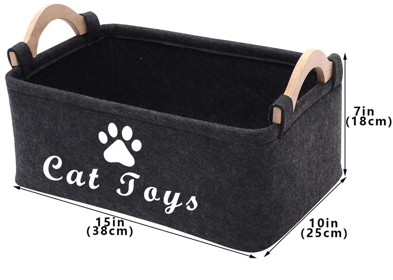 Brabtod Felt pet Toy Basket and Accessory Storage Bin - Perfect for organizing pet Toys, Blankets, leashes and Food-darkgrey-cat darkgrey-cat - PawsPlanet Australia