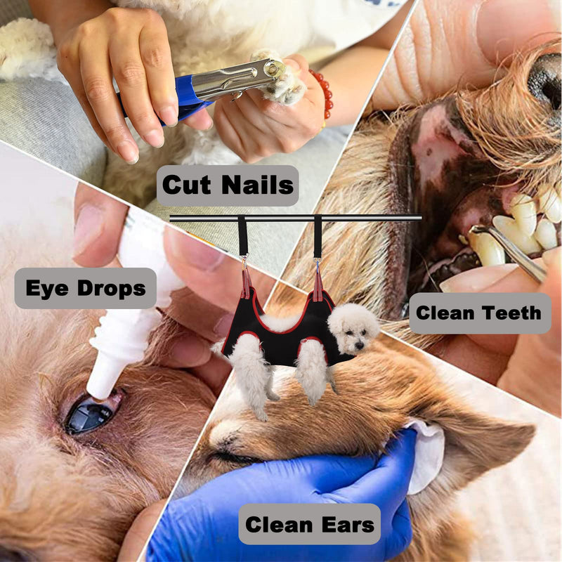 ATO-DJCX Pet Dog Grooming Hammock,Dog Cat Hammock Restraint Bag for Pet,Breathable Dog Grooming Helper for Trimming Nail and Ear/Eye Care,with Dog Nail Clippers/Trimmer, Free Nail File and Carabiner S Black-For Small Dogs - PawsPlanet Australia