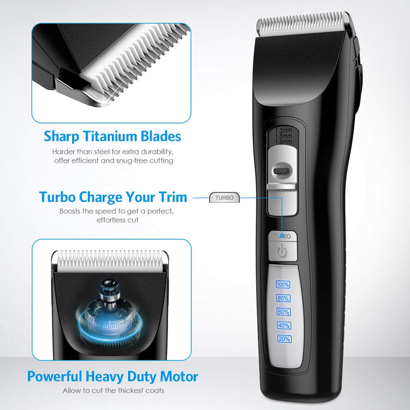 Brifit (2020 New) Dog Shaver Clippers, Low Noise Hair Clippers, Pets Grooming Clipper, USB Recharge, Hair Clippers Set for Pet Beauty Salon, Hair Trimmer for Dogs Cats Pets - PawsPlanet Australia