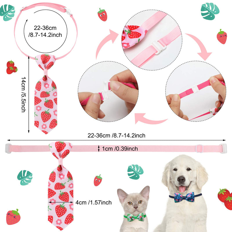 20 Pieces Summer Pet Tie Set Includes 8 Pieces Pet Neckties and 12 Pieces Pet Bow Ties with Adjustable Collar for Dogs Cats Summer Party Decoration (Summer Patterns) Summer Patterns - PawsPlanet Australia