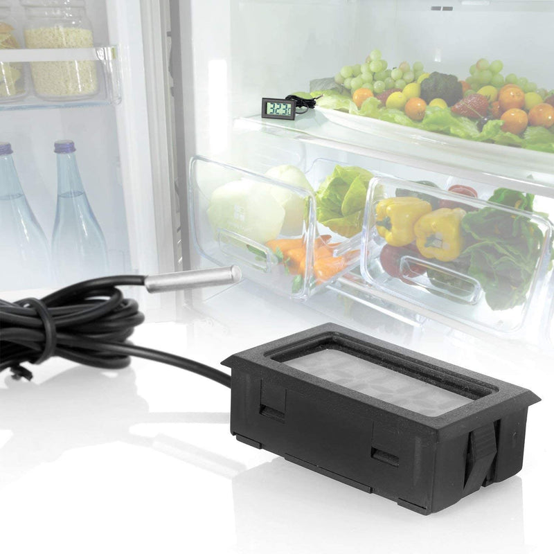 Fasizi Digital LCD Thermometer Temperature Monitor with External Probe For Fridge Freezer Refrigerator Aquarium -Black - PawsPlanet Australia