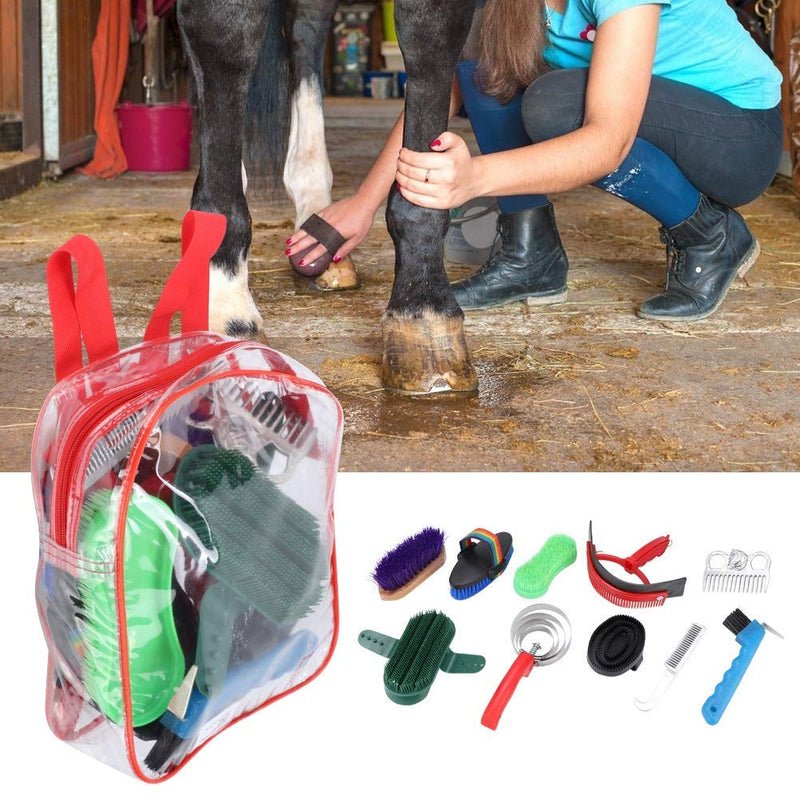 DAUERHAFT Ten-piece Set of Horse Cleaning Supplies Bucket Horse Cleaning Equestrian Brush - PawsPlanet Australia