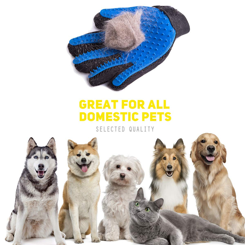 [Australia] - EJG New Version 1 Pair Pet Grooming Gloves with Hair Removal Brush, Deshedding Gloves to Brush and Remove Pet Hair, Dematter Deshedder for Dog, Cat, Horse with Long & Short Fur 