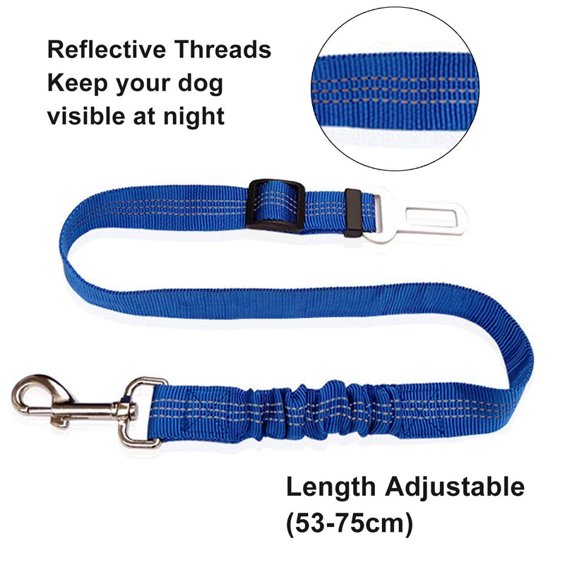 EasyULT 3 Packs Dog Car Harness, Pet Safety Strong Leash Leads, 53-75 cm Adjustable, Elastic Restraint Puppy Accessories with Strong Carabiner(Blue) Blue - PawsPlanet Australia