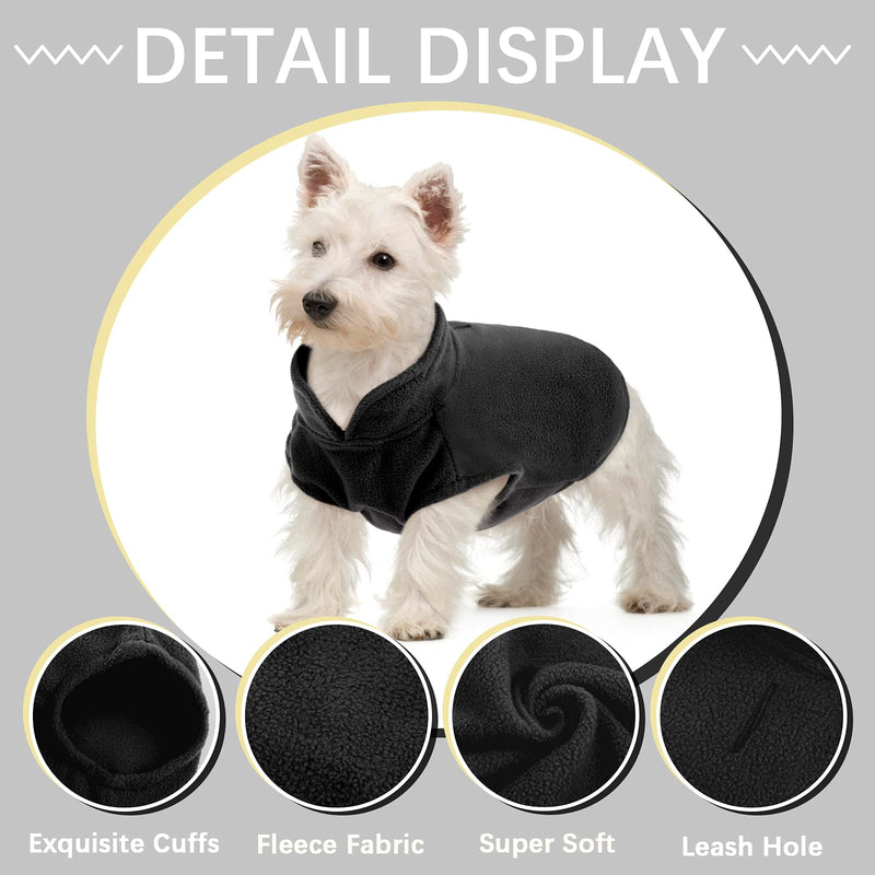 FUAMEY Dog Fleece Vest,Warm Sweater Puppy Stretchy Pullover Dog Autumn Coat Dog Winter Jacket with Leash Hole,Cold Weather Doggie Clothes for Small and Medium Dogs&Cats XX-Small black - PawsPlanet Australia