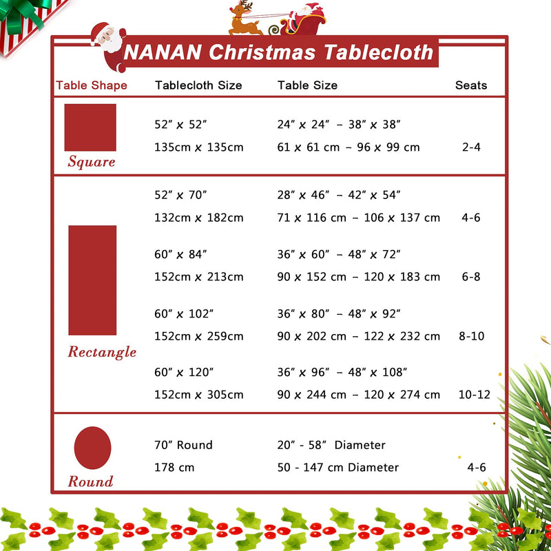 Christmas Tablecloth Rectangle Tablecloth 60 x 84 Spillproof Wrinkle Resistant Red Table Cloths for Parties Dining Room Holiday Decoration Rectangle 60x84 Inch - PawsPlanet Australia