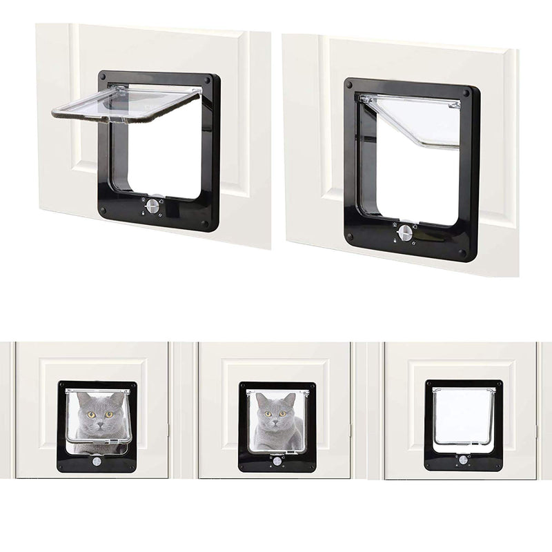 [Australia] - URBEST Cat Doors,(Upgraded Version) Magnetic Pet Door with 4 Way Rotary Lock for Cats, Kitties and Kittens Large Black 
