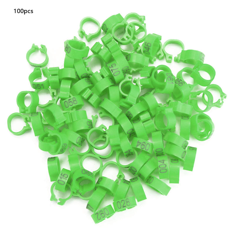 Yosoo Health Gear Pigeons Leg Bands, Bird Leg Rings, 100PCS 8MM 001-100 Numbered Plastic Letter Pigeons Bird Leg Bands Rings(green) green - PawsPlanet Australia