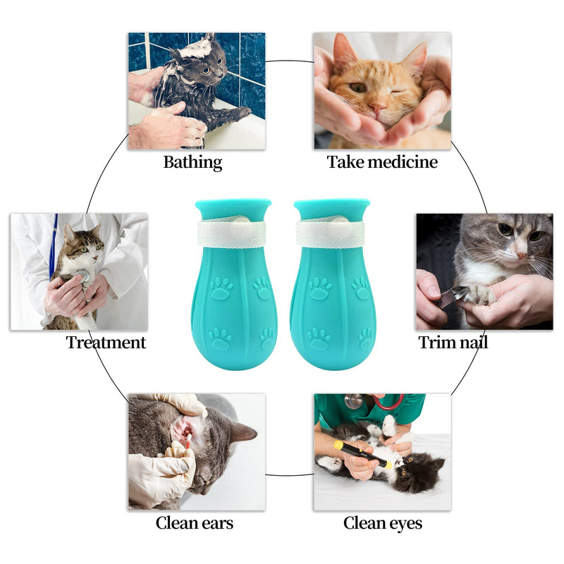 LLMSIX Pack of 4 claw protection for cats, cat shoes, adjustable cat paw protection, silicone anti-scratch boots, cat shoes for cats and small dogs, bathing, manicure, grooming (blue) - PawsPlanet Australia