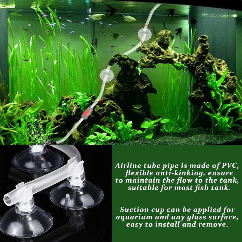 WishLotus Fish Tank Air Pump Accessories, Aquarium Air Pipe Set with 13 Feet Oxygen Tube, Air Stone, Check Valve, Suction Cup and Connecting Pipe for Aquarium Air Pump A - PawsPlanet Australia