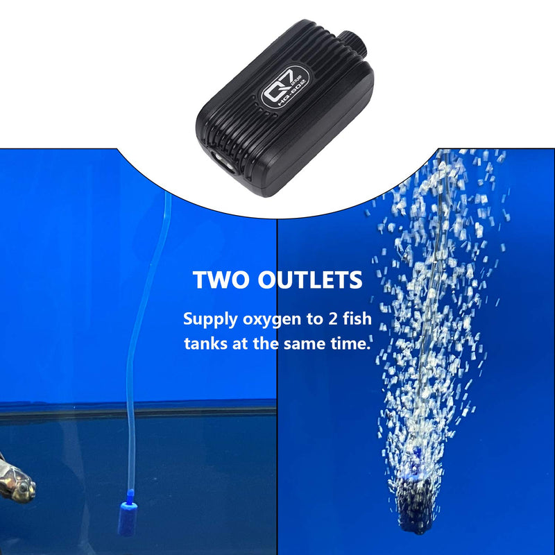 Insputer Aquarium Air Pump, Fish Tank Air Pump Adjustable Air Valve, Fish Bowl with Air Tube Air Bubbler Stone Check Valve Up to 1-80 Gallon Tank 1 Outlet - PawsPlanet Australia