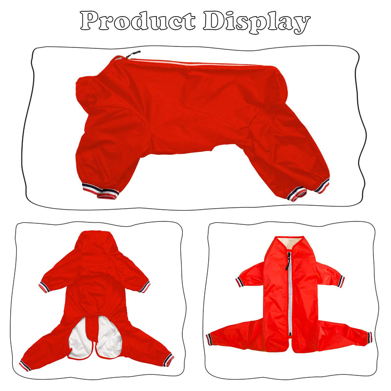 Ctomche Lightweight Packable Reflective Dog Raincoat,Water Resistant,Dog Raincoat With legs,Pet Waterproof Rain Jacket Rainwear Clothes for Small Medium Dogs Red-XL XL - PawsPlanet Australia