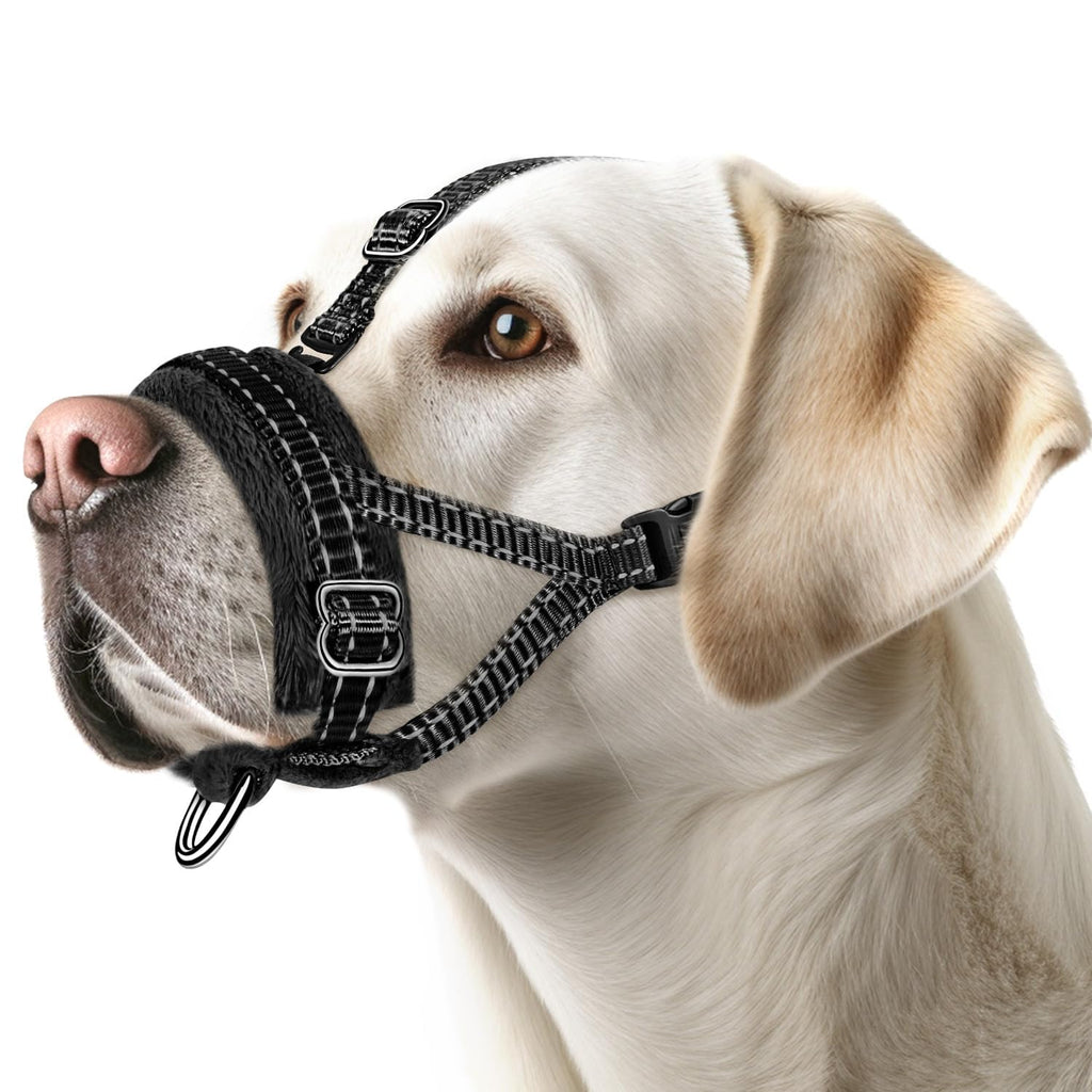 Eyein Muzzle for Small Dogs, Adjustable Reflective Nylon Dog Muzzle with Connecting Strap, Dogs Can Pant and Drink, Prevents Biting, Barking and Chewing (Black, S) Black - PawsPlanet Australia