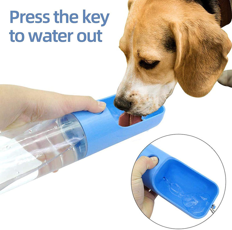 Dog Water Bottle, Leak Proof Portable Puppy Water Dispenser with Drinking Feeder for Pets Outdoor Walking, Hiking, Travel, Food Grade Plastic (15 Oz) Blue - PawsPlanet Australia