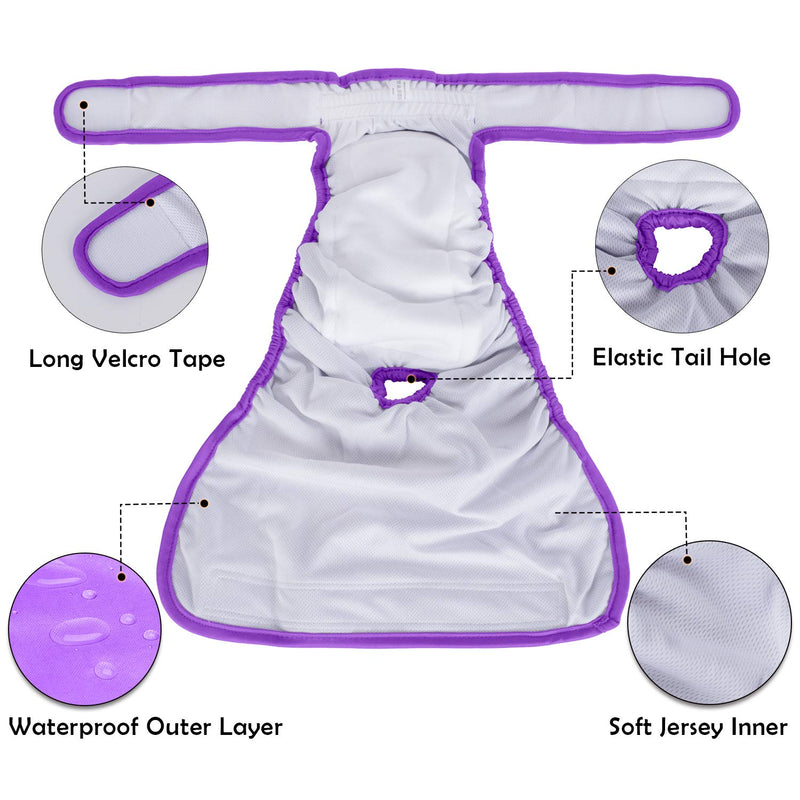 [Australia] - LUXJA Reusable Female Dog Diapers, Washable Wraps for Female Dog S: waist 9"-15" Sky Blue+purple+green+rose Red 