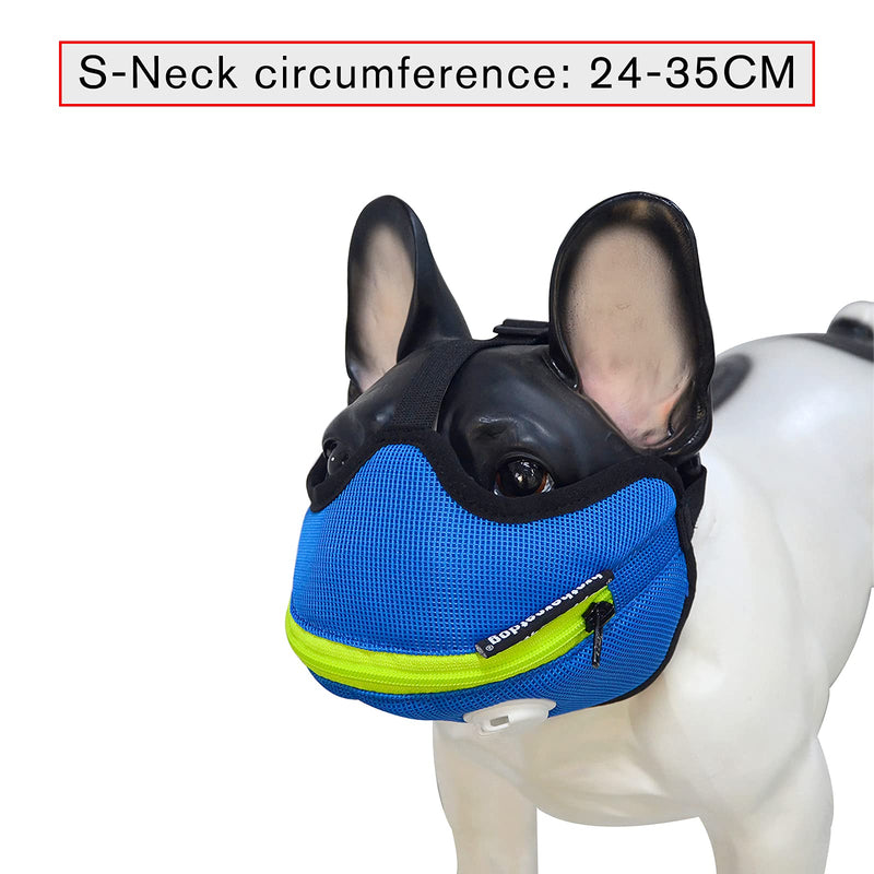 Muzzle for Small Dog Short Snout Dog Muzzle Small Pet Dog Anti-bite Muzzle Cover with Breathing Valve for Outdoor Dog Walking Protective Cover English Bulldog Muzzle for Prevent Biting Eating Barking S Blue - PawsPlanet Australia