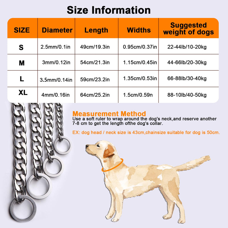 Stainless steel dog collar, adjustable dog collar, P-chain dog collar for dog walking (M (54 cm/21.3 in)) M (54 cm/21.3 in) - PawsPlanet Australia