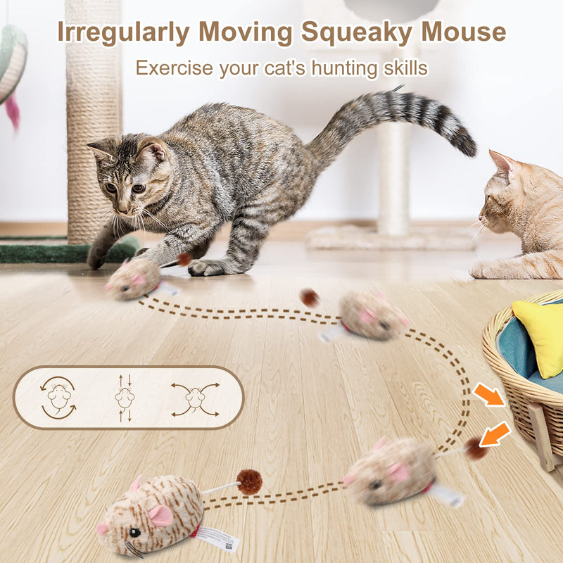 2 Pack Interactive Cat Toy Chirping Bird and Automatic Moving Mouse, Cat Toy for Indoor Cats with Soft Plush Interactive Cat Toy with Real Animal Sound - PawsPlanet Australia