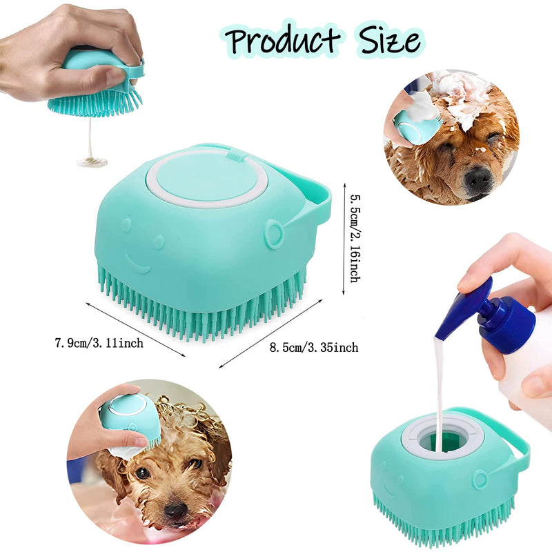 Taicols Pack of 3 pet massage brushes for dogs, shower brush silicone, super soft silicone bath brush, bath brush with shampoo dispenser for dogs, cats, silicone massage, bath brush for pet shower - PawsPlanet Australia