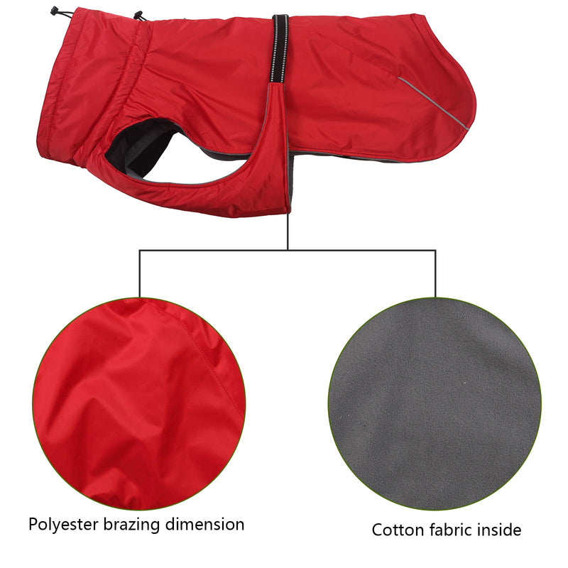 babepet Dog Coats Waterproof, Dog Winter Coat with Chest Strap, Outdoor Dog Apparel with Adjustable Bands and Drawstring in winter - Red -L L(Back:45cm) - PawsPlanet Australia