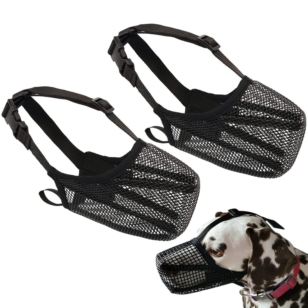 Delamiya 2 pieces muzzle for dogs, muzzle for medium dogs with rounded mesh, mesh dog muzzle, dog muzzle for small, medium and large dogs prevents biting, chewing and barking (L) - PawsPlanet Australia