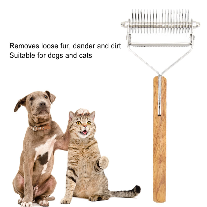 Alvinlite Pet Grooming Brush Undercoat Rake for Deshedding 2 in 1 Dematting Comb Grooming Rake Brush for Dog and Cat Deshedding Brush Pet Grooming Tool for Long Medium Hair - PawsPlanet Australia