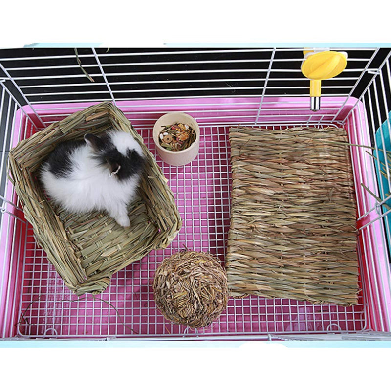 [Australia] - Grass Mat Woven Bed Mat for Small Animal Bunny Bedding Nest Chew Toy Bed Play Toy for Guinea Pig Parrot Rabbit Bunny Hamster Rat 5 Grass Mats 