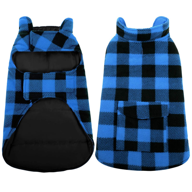 Dog Winter Coat, ASENKU Dog Jacket Plaid Reversible Dog Vest Waterproof Cold Weather Dog Clothes Pet Apparel for Small Medium Large Dogs X-Small (Pack of 1) Blue - PawsPlanet Australia