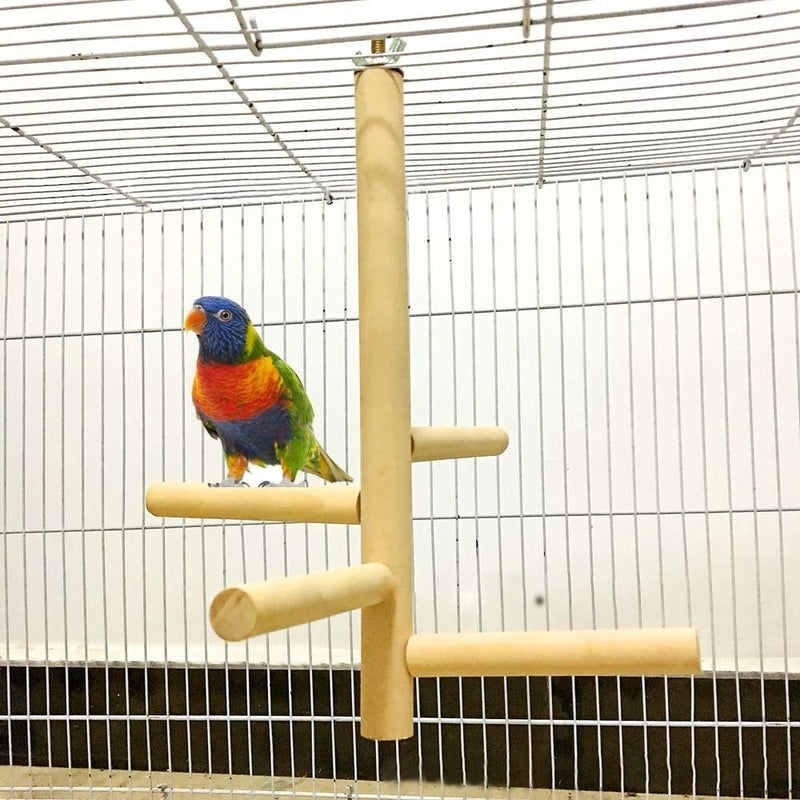 [Australia] - HANZE Bird Perch Nature Wood Stand, Birdcage Stands Platform, Cage Accessories Bird Toy for Small Medium Pet Parrot Budgies Parakeet Cockatiels Conure Lovebirds 