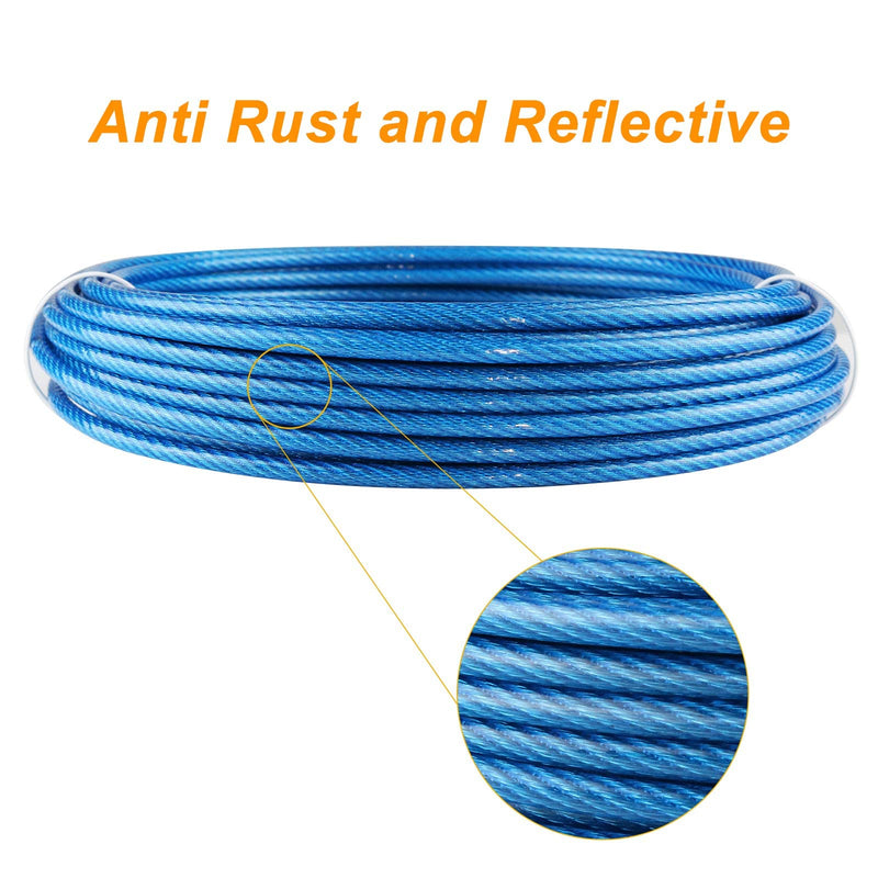 Dog Tie Out Cable with 360° Swivel Lockable Hooks and PVC Coating, 10ft 15ft 20ft 25ft 40ft Reflective Dog Lead Line, Galvanized Steel Wire Rope for Small to Medium Pets Up to 60, 120, 250 lbs 10ft-3.3mm Blue - PawsPlanet Australia
