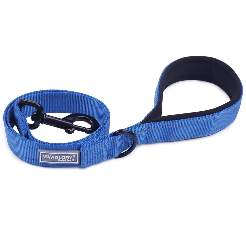 Vivaglory Dog Lead with Padded Handle, Heavy Duty Reflective 4ft Nylon Dog Training Walking Lead Leash for Medium & Large Dogs, Blue 4 ft. x 1 in. (Standard) - PawsPlanet Australia