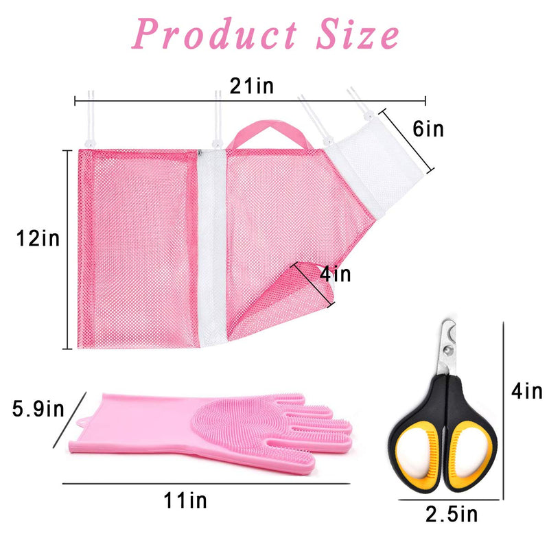 Cat Bathing Bag Set, Cat Grooming Shower Adjustable Multifunctional Pet Net Bag with Grooming Gloves Pet Nail Clippers, for Cats Dogs Bathing Nail Trimming Cleaning Tools - PawsPlanet Australia