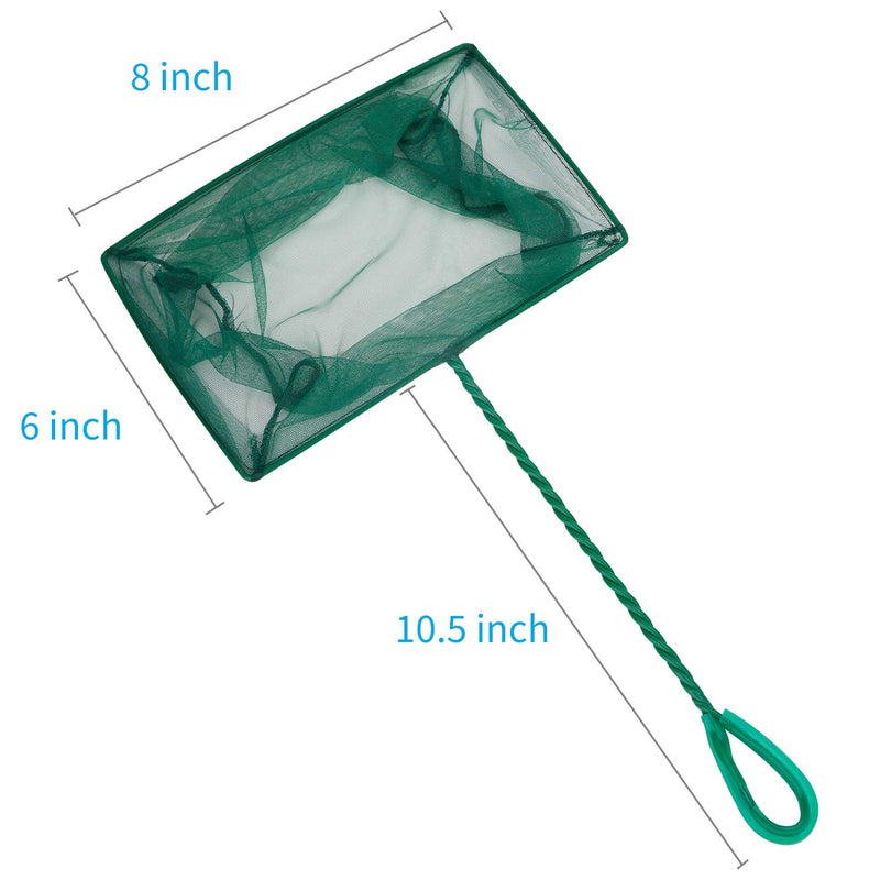 [Australia] - Pawfly 8 Inch Aquarium Fish Net Fine Mesh Fish Catch Nets with 10.5 inch Plastic Handle - Green 