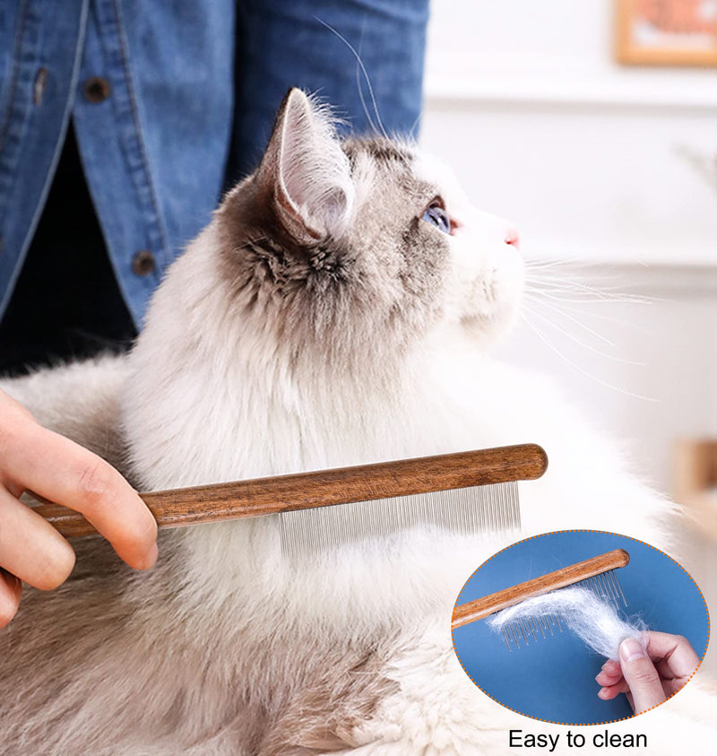 Cat brush, dog brush, lice comb with wooden handle, flea comb for dogs and cats with tangled short/long hair, brush for pet care - PawsPlanet Australia