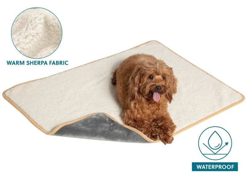 [Australia] - Bedsure Waterproof Dog Blanket for Small Medium Large Dogs Cats - Sherpa Fleece Pet Blanket for Bed, Chair, Couch, Sofa, Soft Plush Reversible Throw Furniture Protector, Machine Washable S（25x35"） Grey 