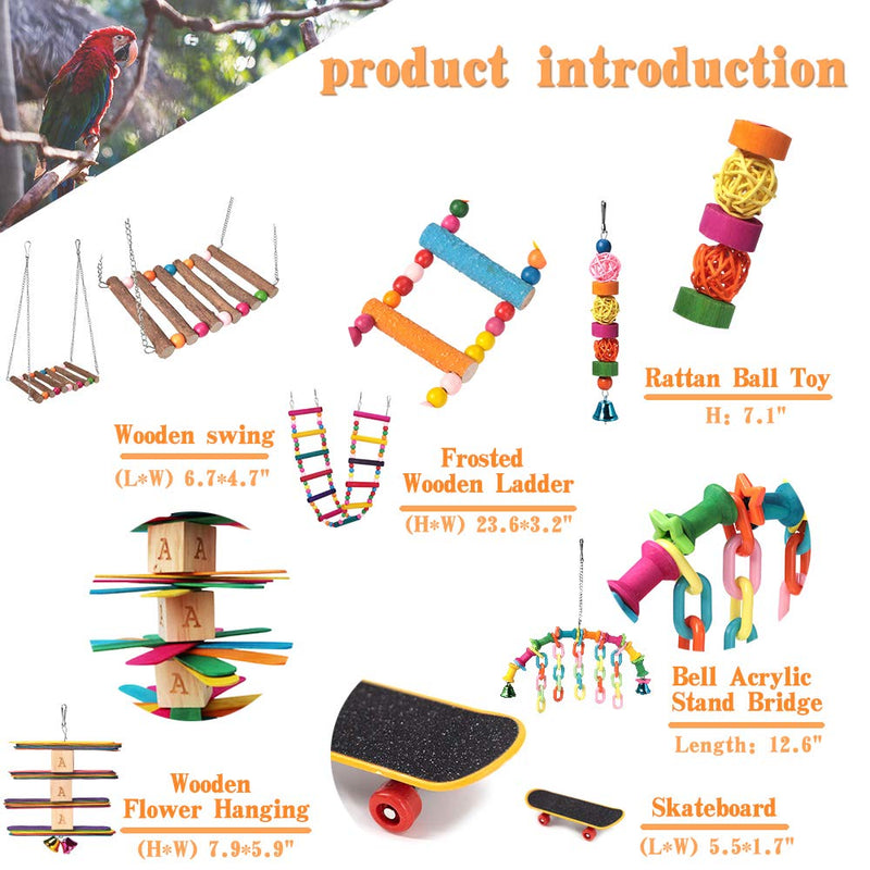 [Australia] - ShellKingdom Parrot Toys,Bird Hanging Wooden Ladder and Bird Hammock Chew Perches Cage Finch Toy with Bells for Bird Macaws Cockatiels Parakeets African Grey Parrot Lorikeets Conures 