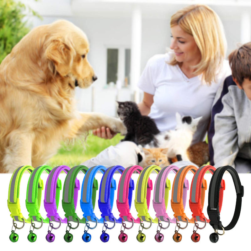 COCOCITY 12 Pcs Pets Collar, Multi-color Adjustable Pet Collar with Bells and Quick Release Buckle Pet Collar, 19-32cm - PawsPlanet Australia