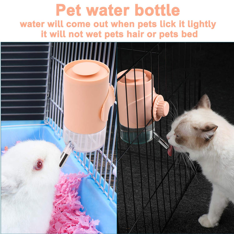 Yiomxhi Hanging Pet Water Bottle Dog Water Bottle with Bowl Stable Adjustable Position 500ml Non-drip Dog Water Dispenser Pet Water Bottle Suitable for Dogs Cats Hamsters Automatic Feeding water(Pink) Pink - PawsPlanet Australia